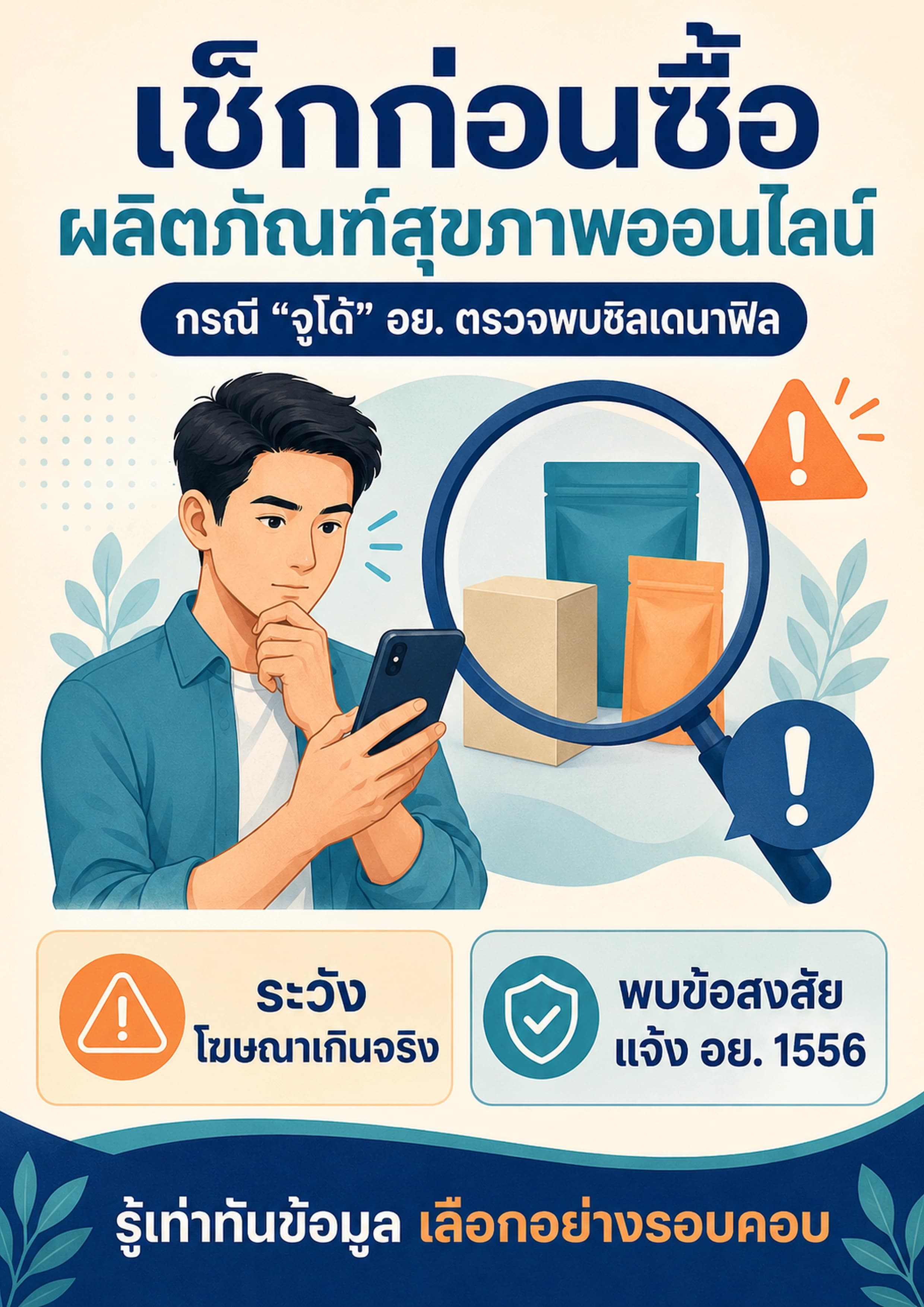 เช็กก่อนซื้อผลิตภัณฑ์สุขภาพออนไลน์ — อย. เตือนกรณี “จูโด้” ตรวจพบซิลเดนาฟิล
