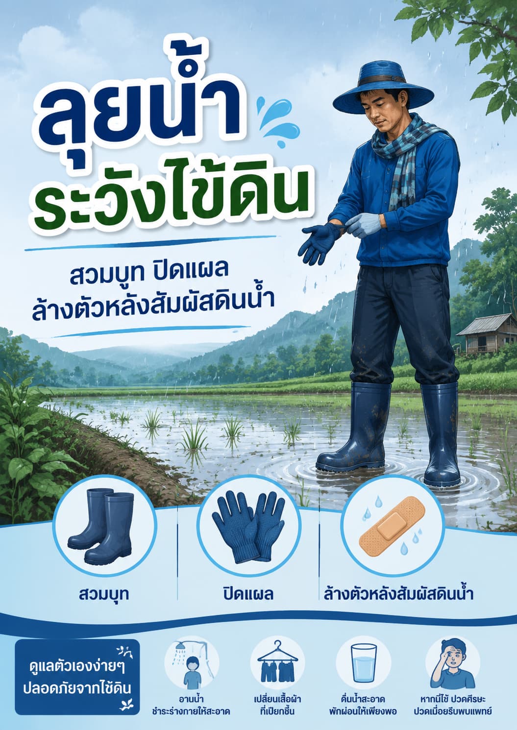 ลุยน้ำหรือทำงานกลางดิน เสี่ยงไข้ดิน: ป้องกันตัวอย่างไรในหน้าฝน