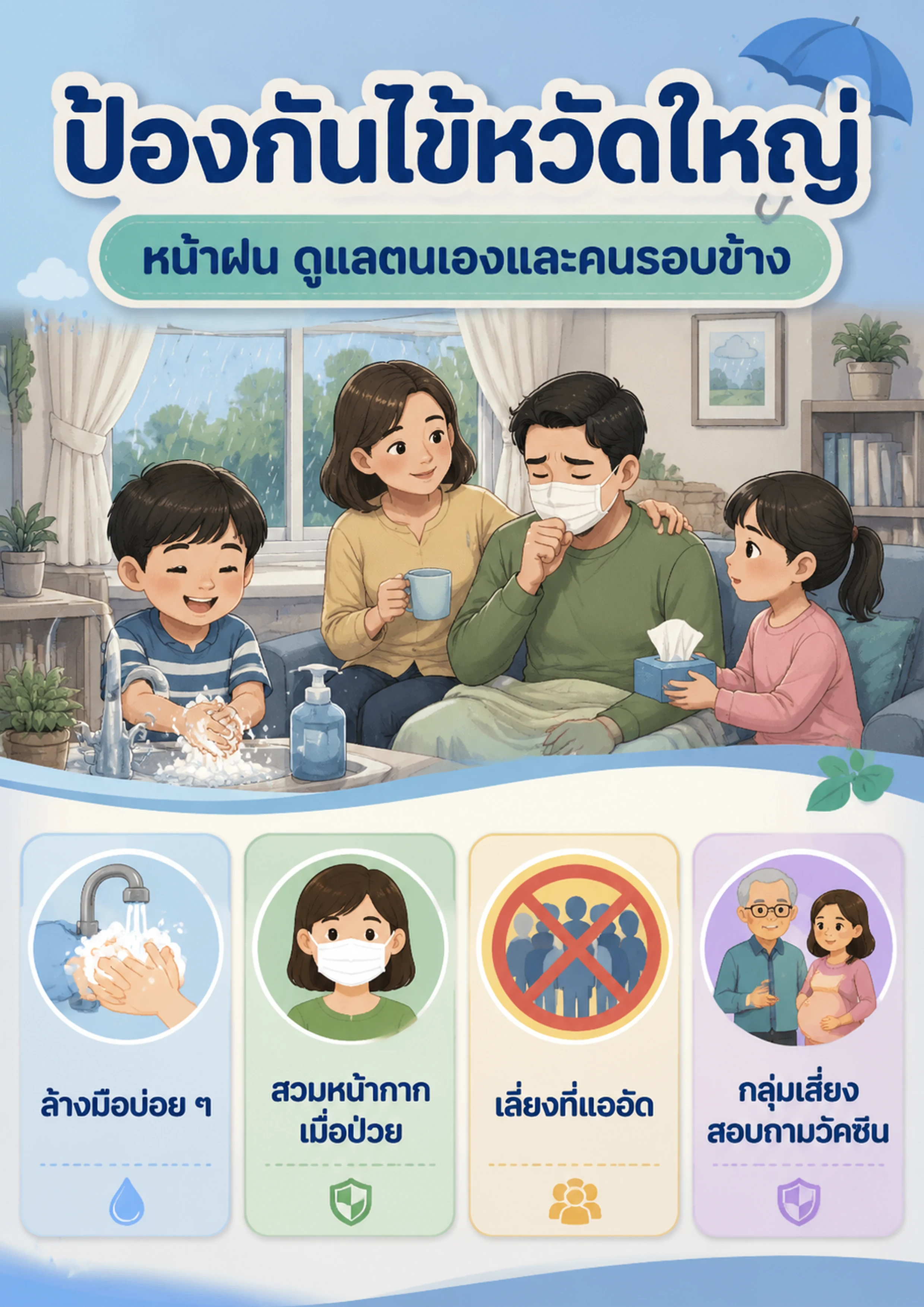หน้าฝนระวังไข้หวัดใหญ่ ป้องกันได้ด้วยความร่วมมือ