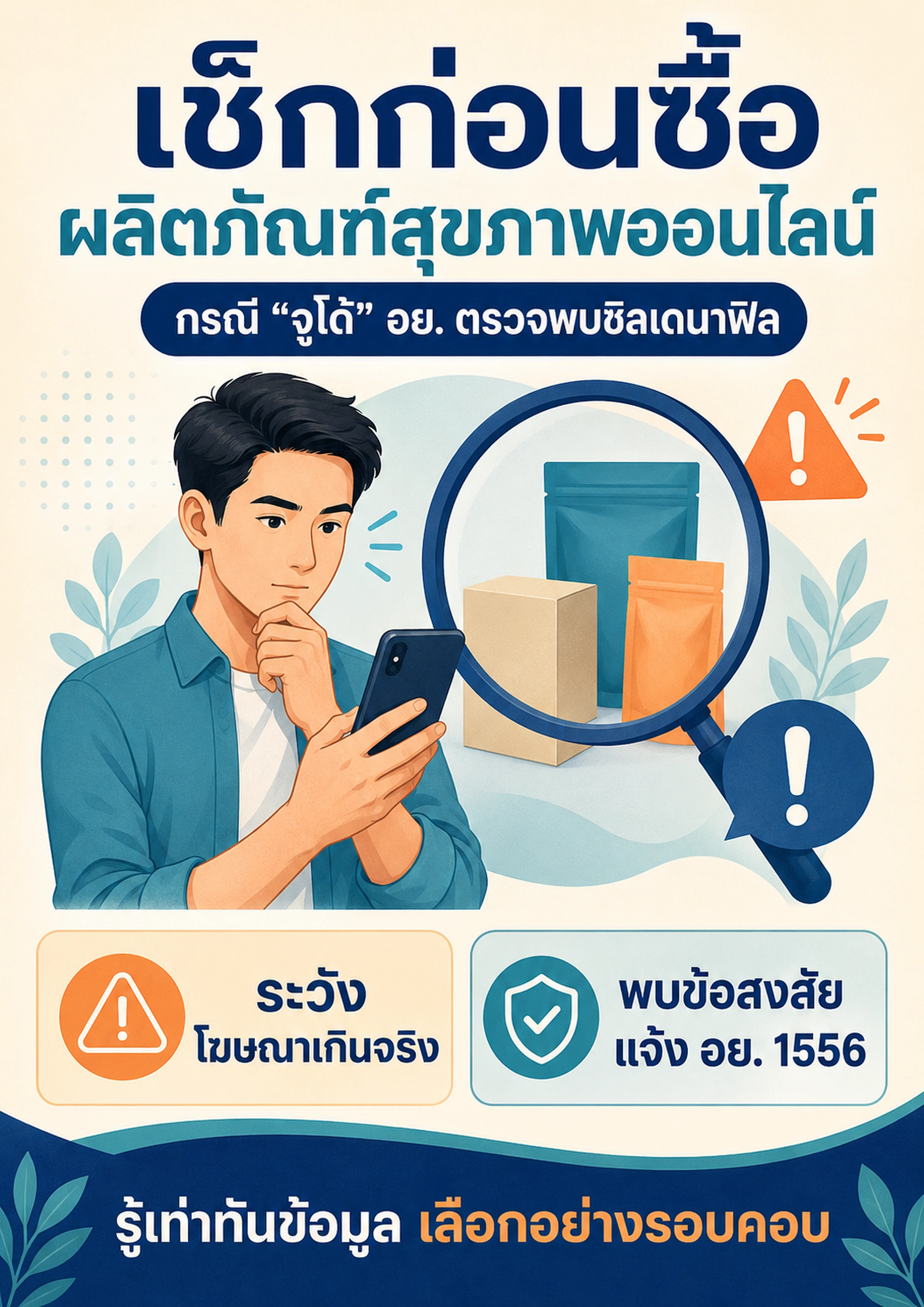 เช็กก่อนซื้อผลิตภัณฑ์สุขภาพออนไลน์ — อย. เตือนกรณี “จูโด้” ตรวจพบซิลเดนาฟิล