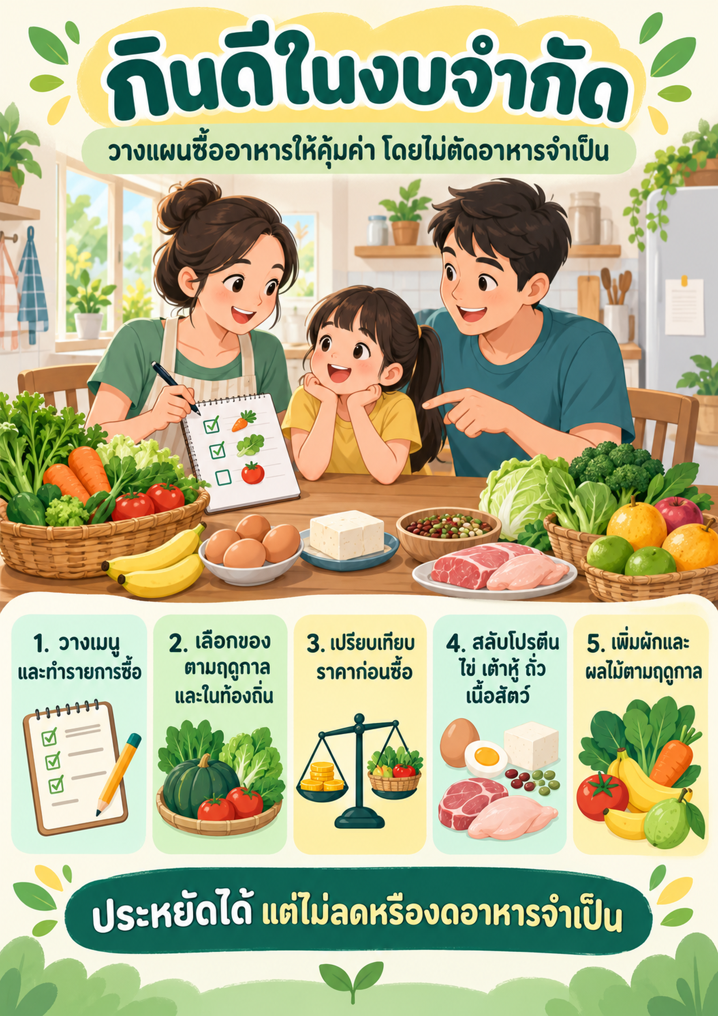 “กินดีในงบจำกัด”: วางแผนซื้ออาหารให้คุ้มค่า โดยไม่ตัดอาหารจำเป็น